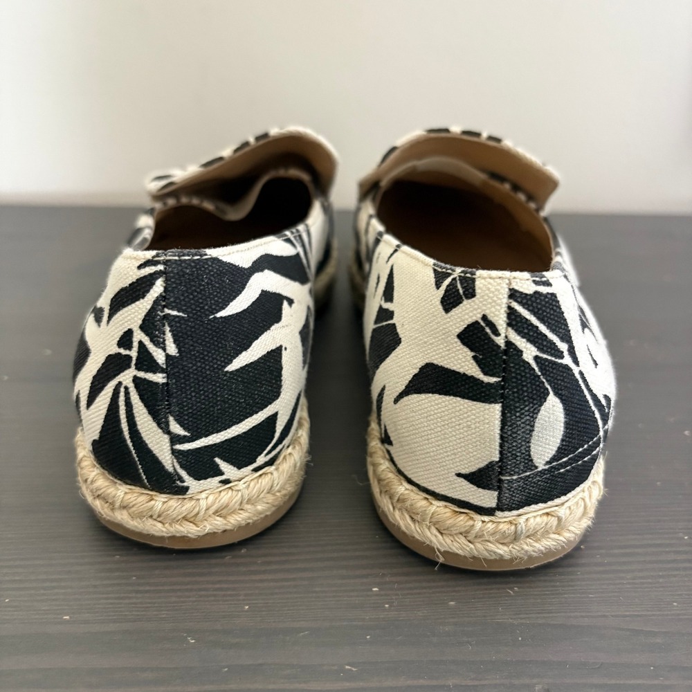 M.Gemi Espadrilles Agio 39.5 Black White Tropical Floral Print Slip On Loafers - Picture 7 of 14